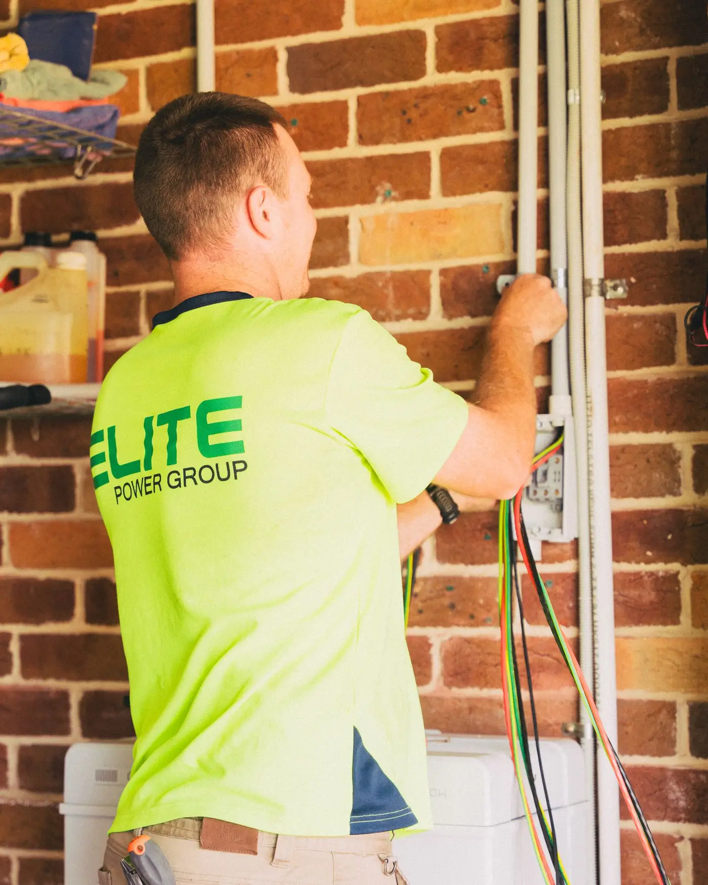 Electrical cabling being installed in a home